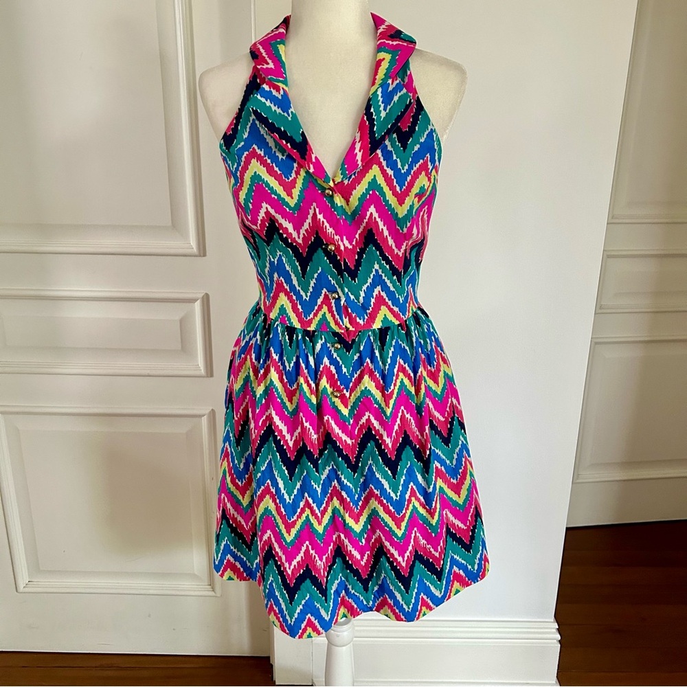 Lilly Pulitzer  Sherlyn Hearts A Flutter Chevron Dress Sleeveless